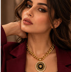 سلسلة وجه فرعوني بيضاوي بجنزير عريض
